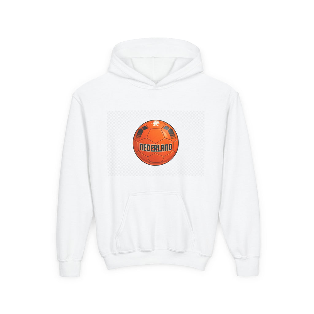 Netherlands Soccer Ball Youth Hoodie — 'Nederland' Orange Football Kids Sweatshirt