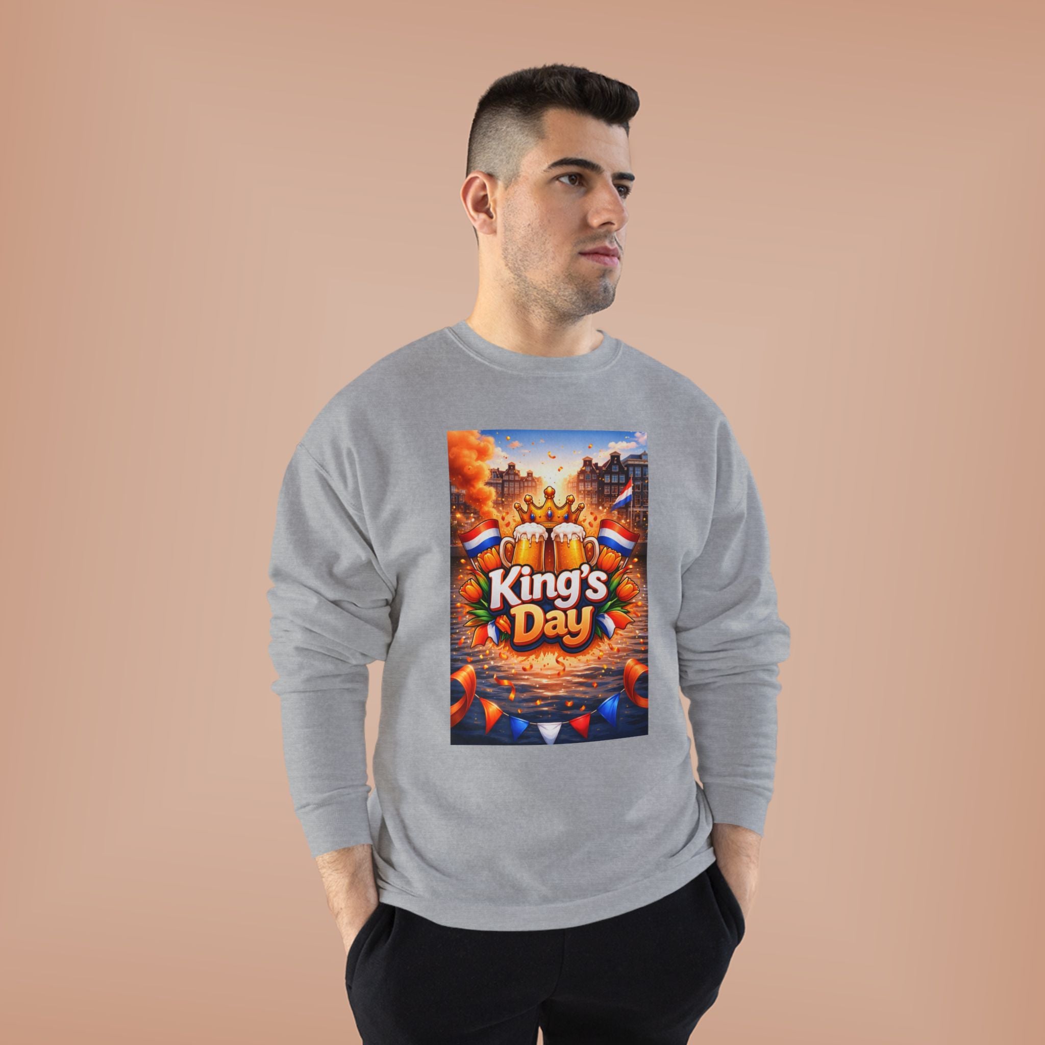 King's Day Crewneck Sweatshirt — Festive Orange Dutch Celebration Design