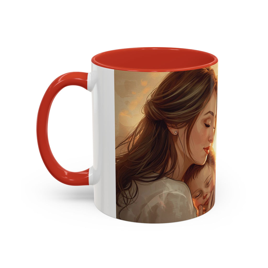 Best Mom Ever Accent Coffee Mug | Mother's Day Mom and Child Illustration