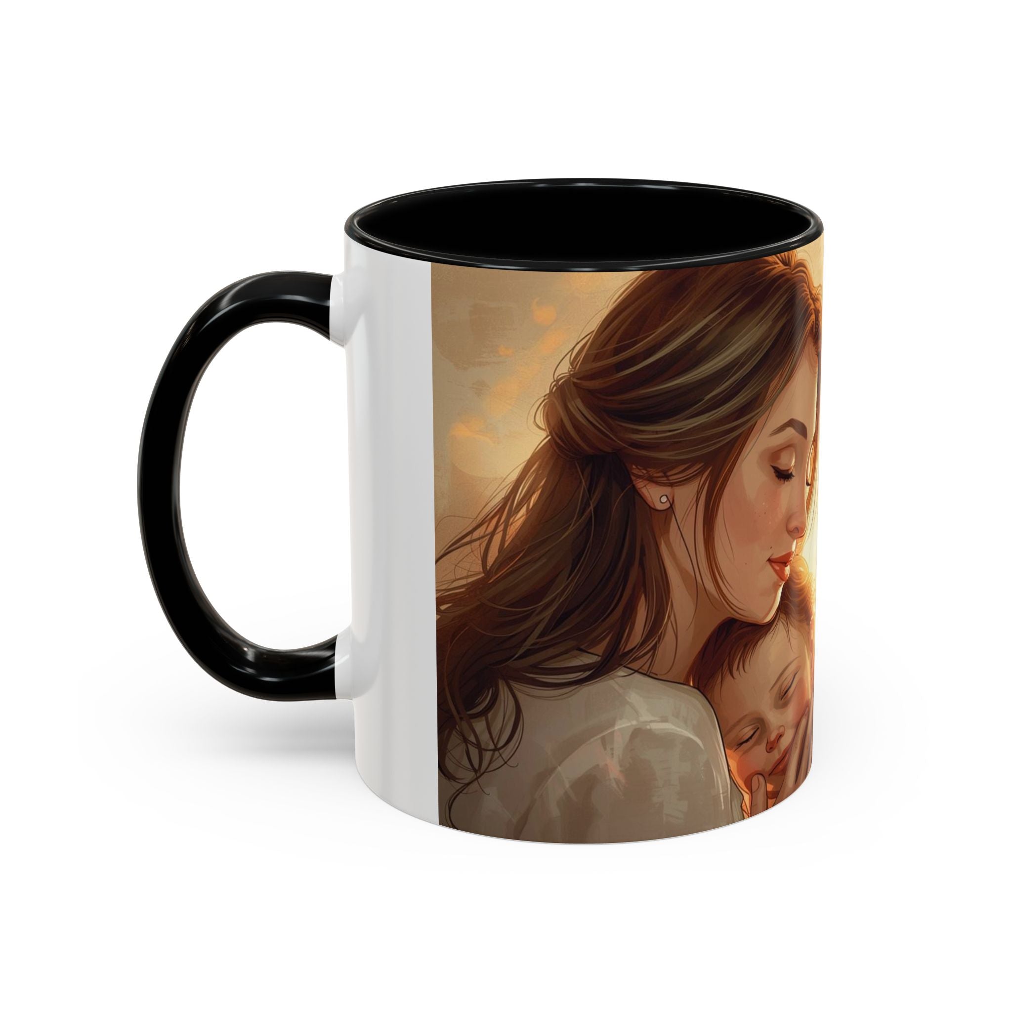 Best Mom Ever Accent Coffee Mug | Mother's Day Mom and Child Illustration