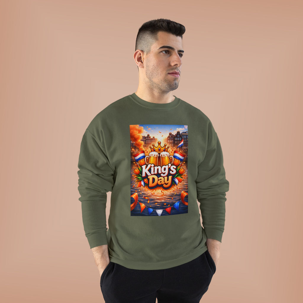 King's Day Crewneck Sweatshirt — Festive Orange Dutch Celebration Design