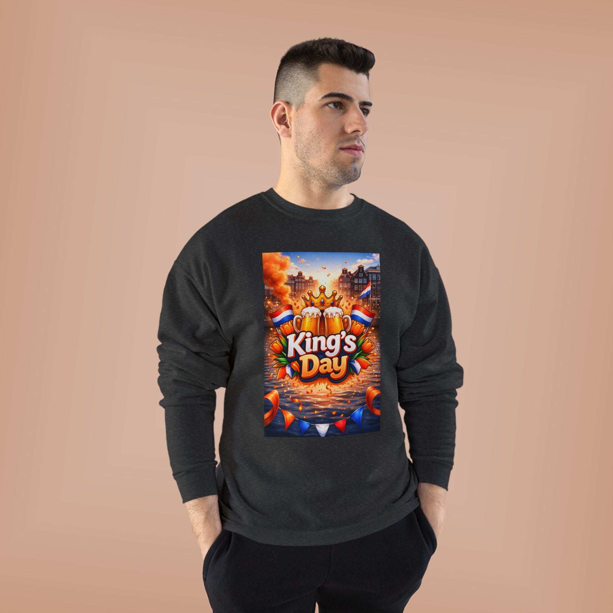 King's Day Crewneck Sweatshirt — Festive Orange Dutch Celebration Design