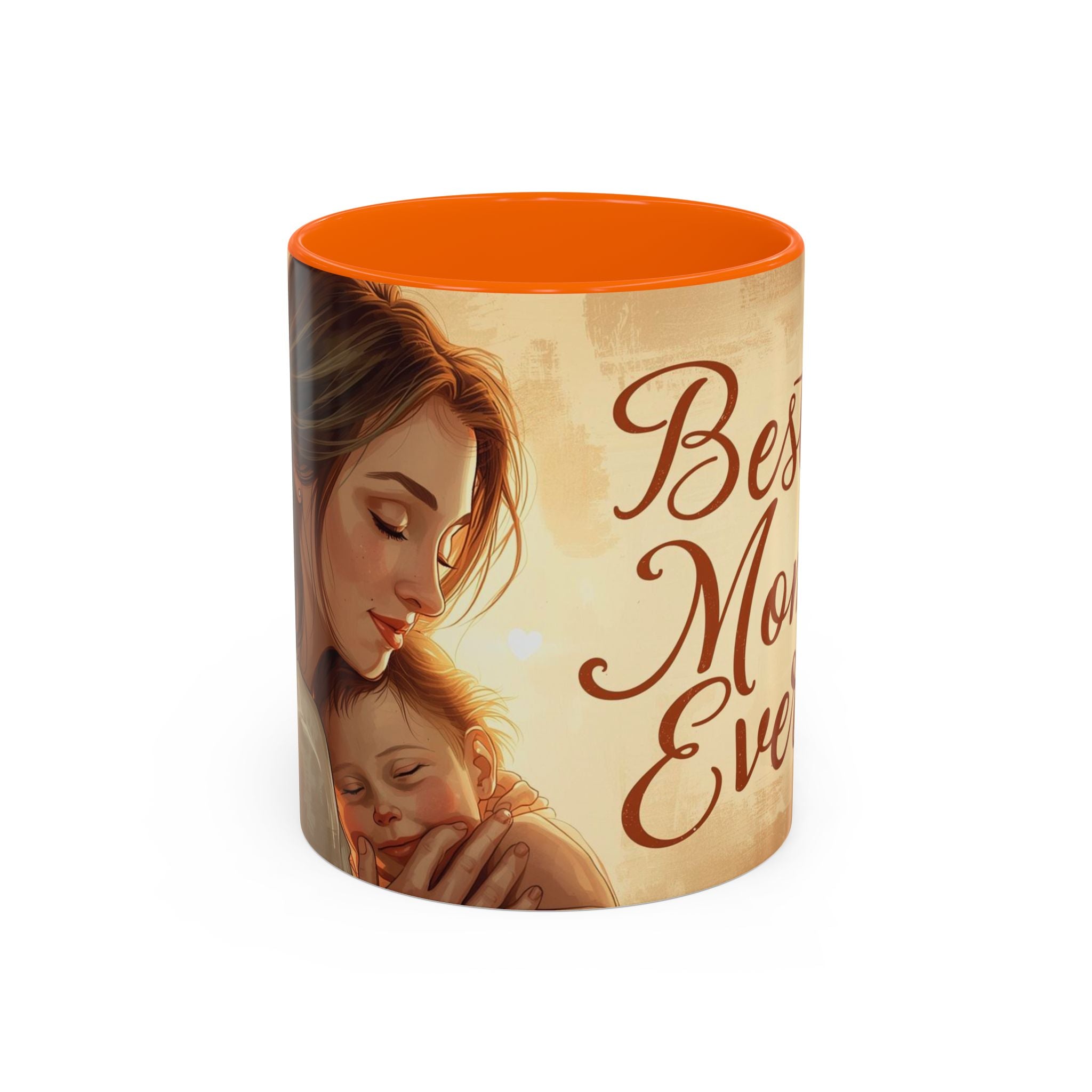 Best Mom Ever Accent Coffee Mug | Mother's Day Mom and Child Illustration