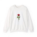 Rose Single-Stem Crewneck Sweatshirt — Minimal Floral Graphic