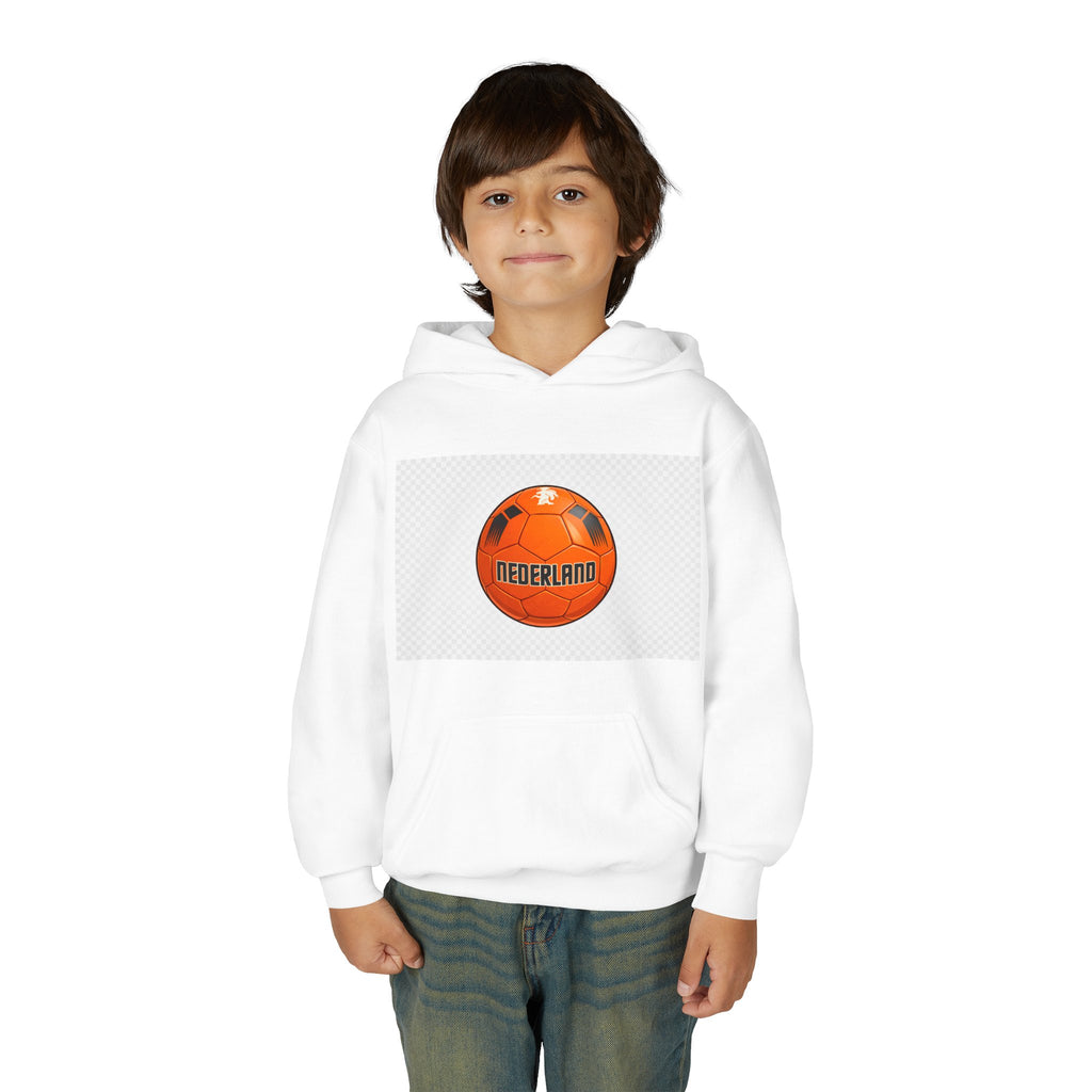 Netherlands Soccer Ball Youth Hoodie — 'Nederland' Orange Football Kids Sweatshirt