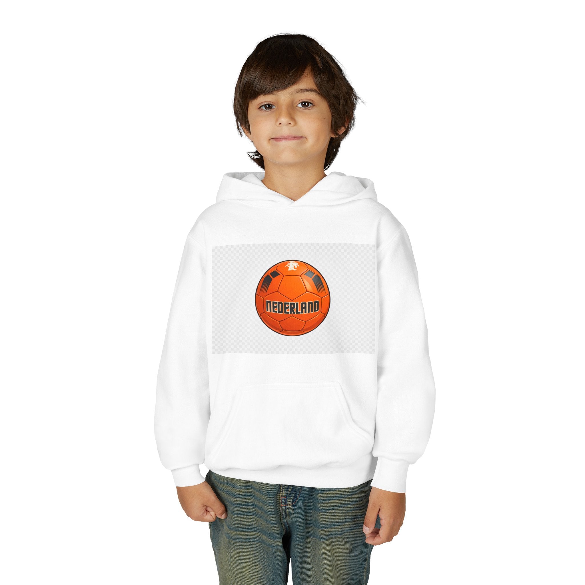 Netherlands Soccer Ball Youth Hoodie — 'Nederland' Orange Football Kids Sweatshirt