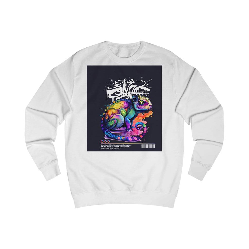 Psychedelic Chameleon Sweatshirt | Neon Colorful Lizard Graphic