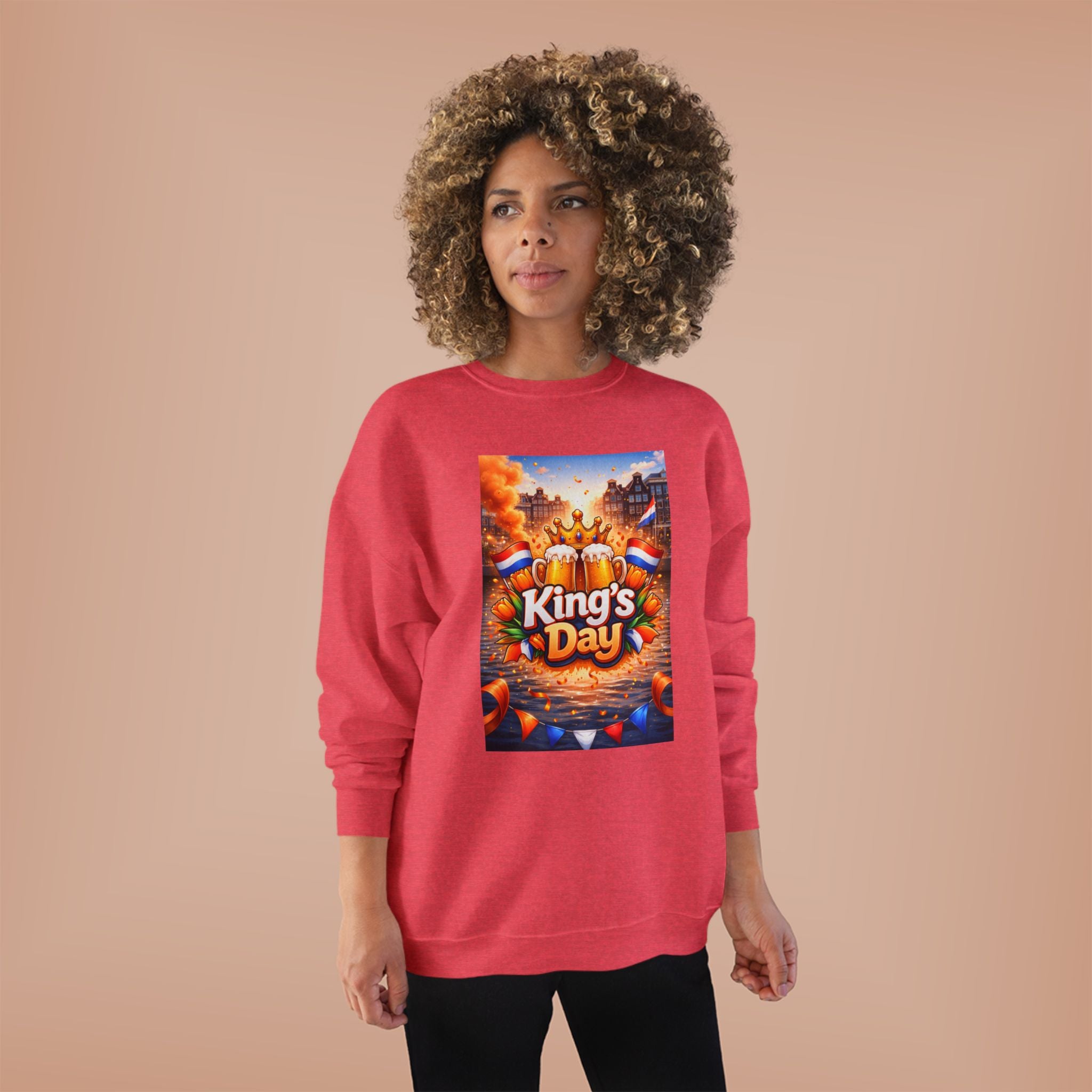 King's Day Crewneck Sweatshirt — Festive Orange Dutch Celebration Design