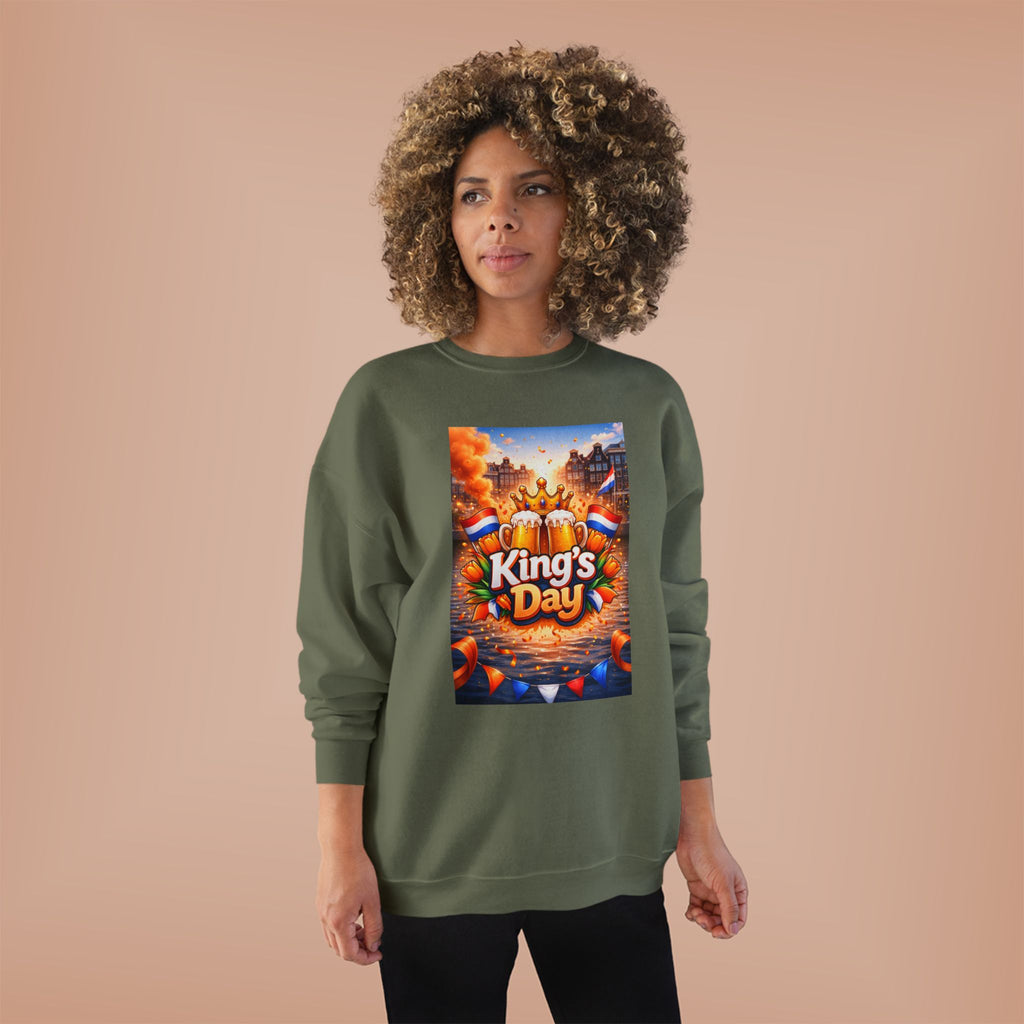 King's Day Crewneck Sweatshirt — Festive Orange Dutch Celebration Design