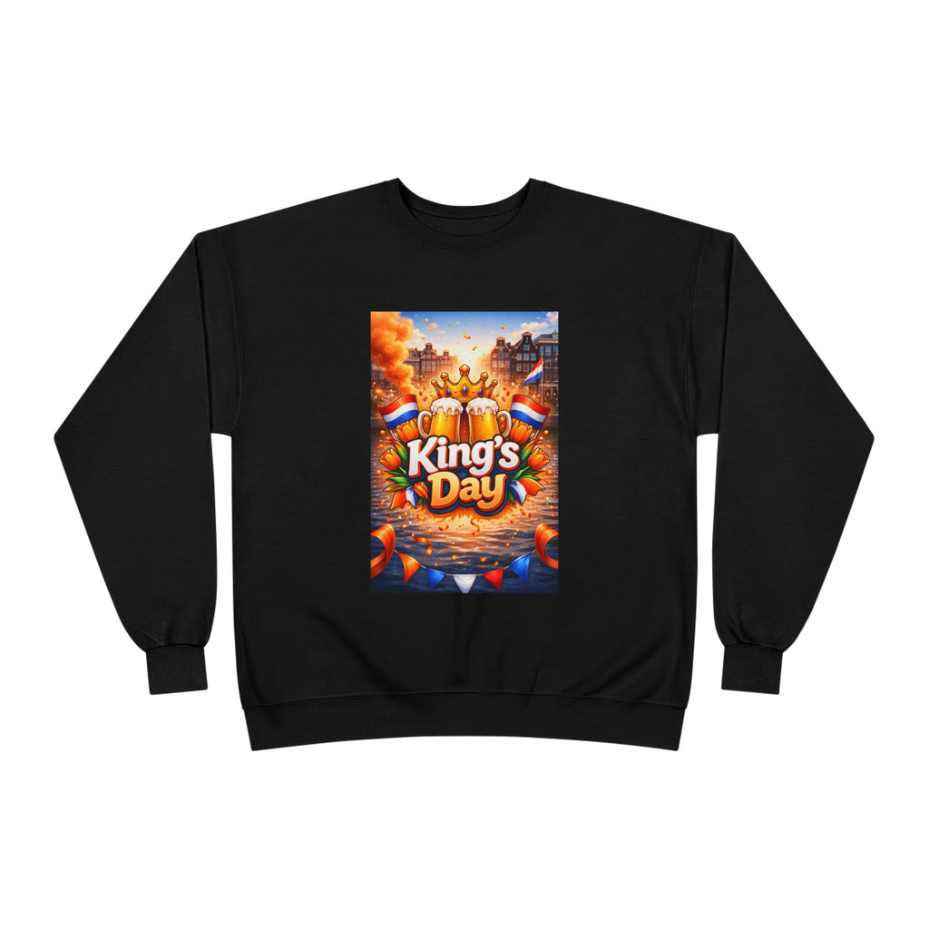 King's Day Crewneck Sweatshirt — Festive Orange Dutch Celebration Design