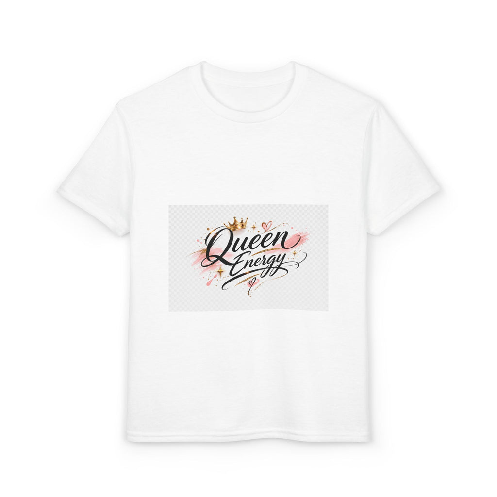Youth T-Shirt - "Queen Energy" Graphic Tee for Girls, Crown Calligraphy Design