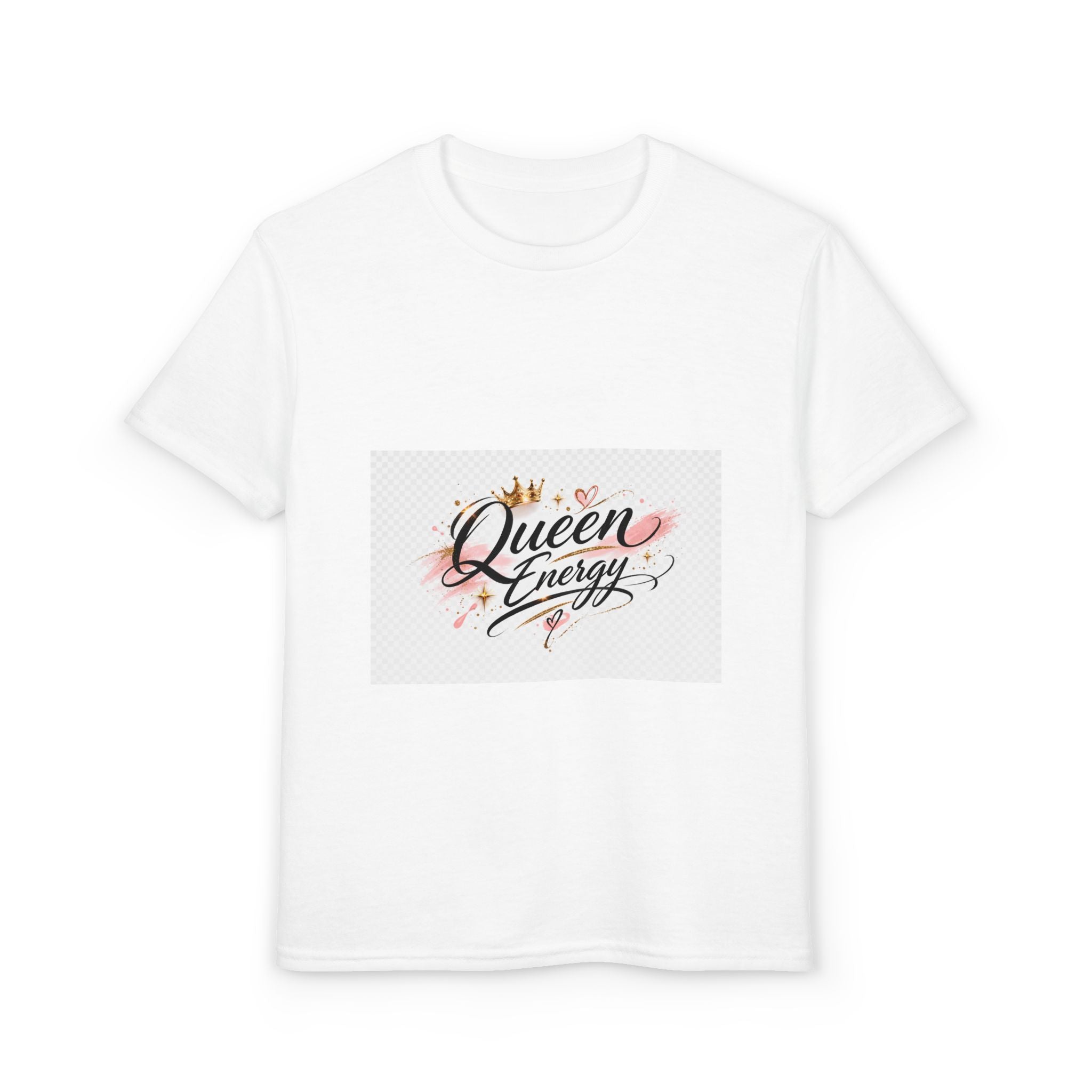 Youth T-Shirt - "Queen Energy" Graphic Tee for Girls, Crown Calligraphy Design
