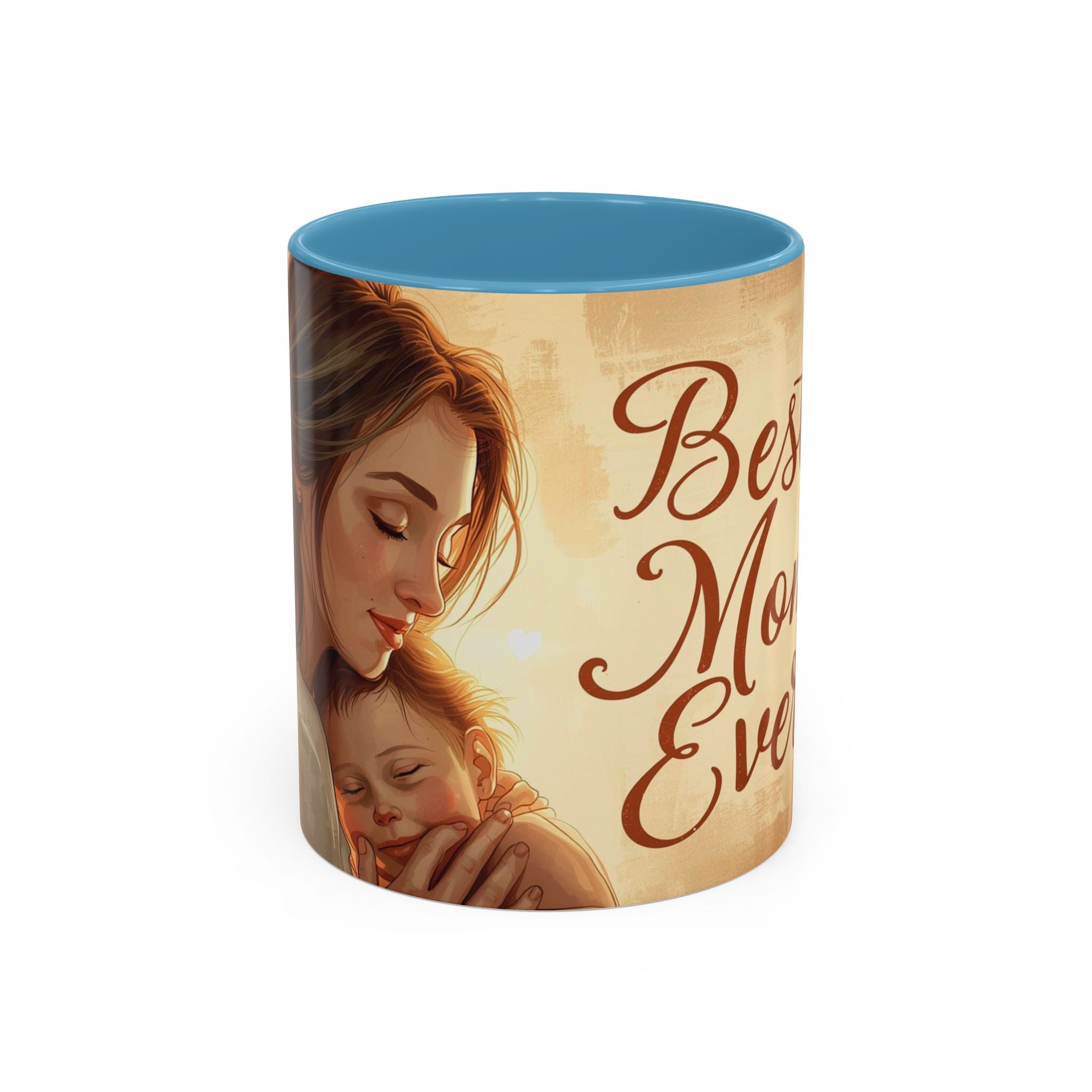 Best Mom Ever Accent Coffee Mug | Mother's Day Mom and Child Illustration