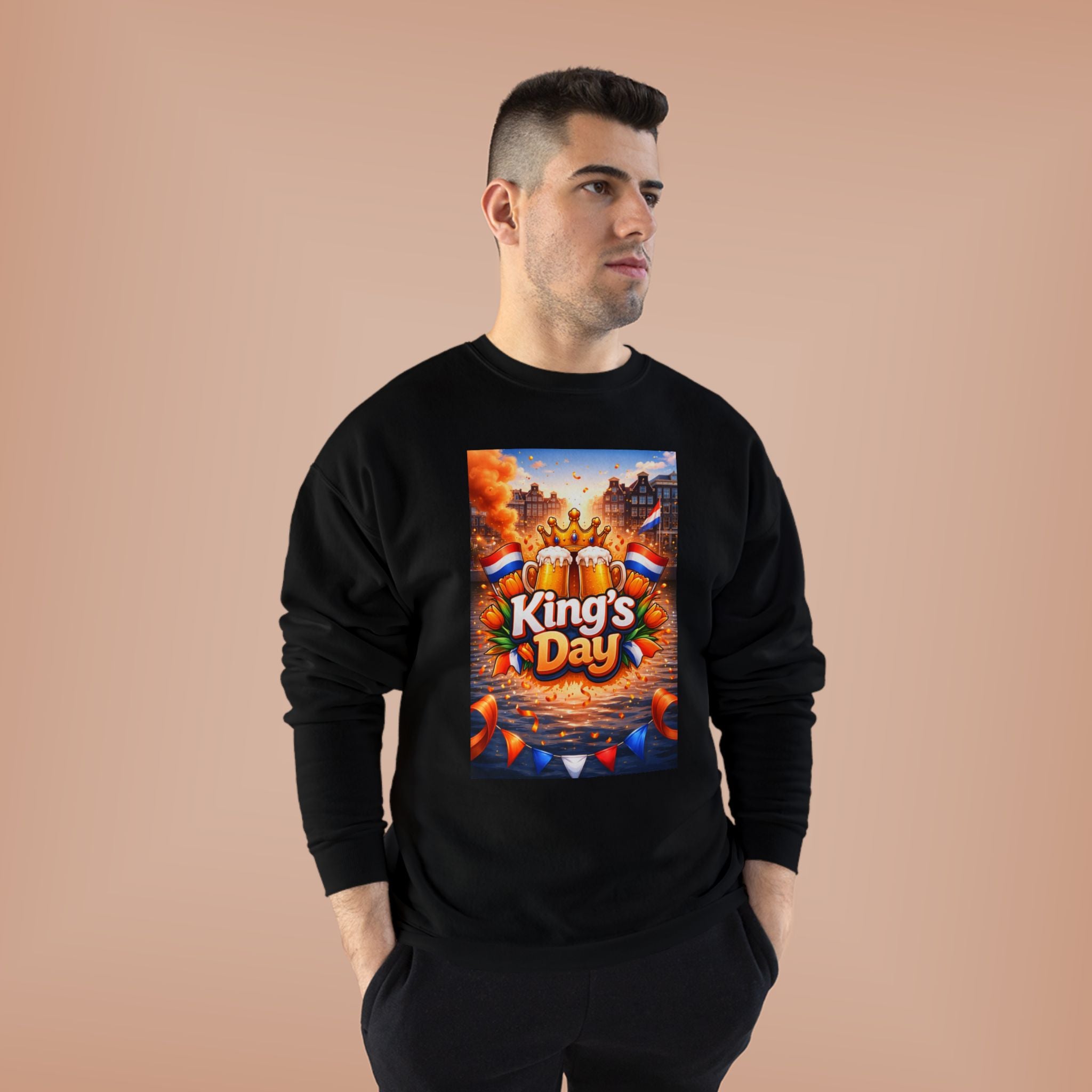 King's Day Crewneck Sweatshirt — Festive Orange Dutch Celebration Design