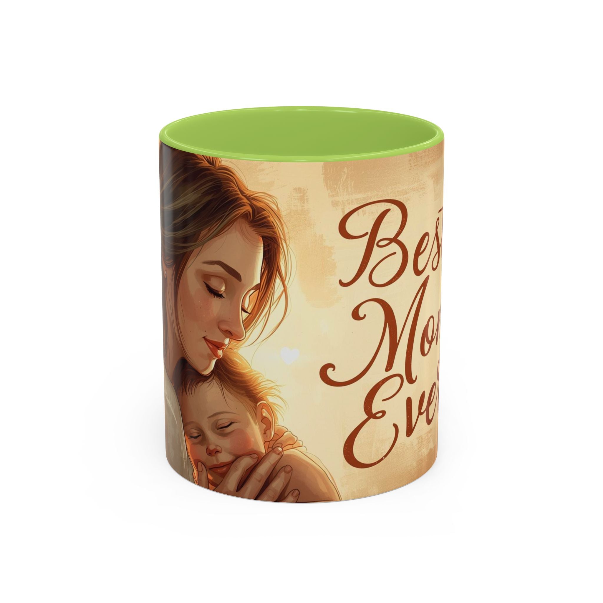 Best Mom Ever Accent Coffee Mug | Mother's Day Mom and Child Illustration