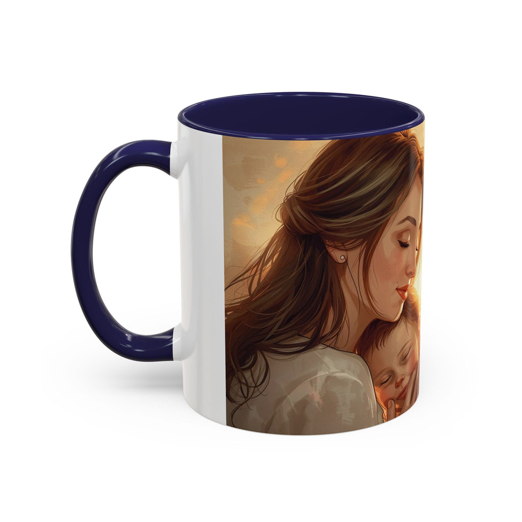 Best Mom Ever Accent Coffee Mug | Mother's Day Mom and Child Illustration