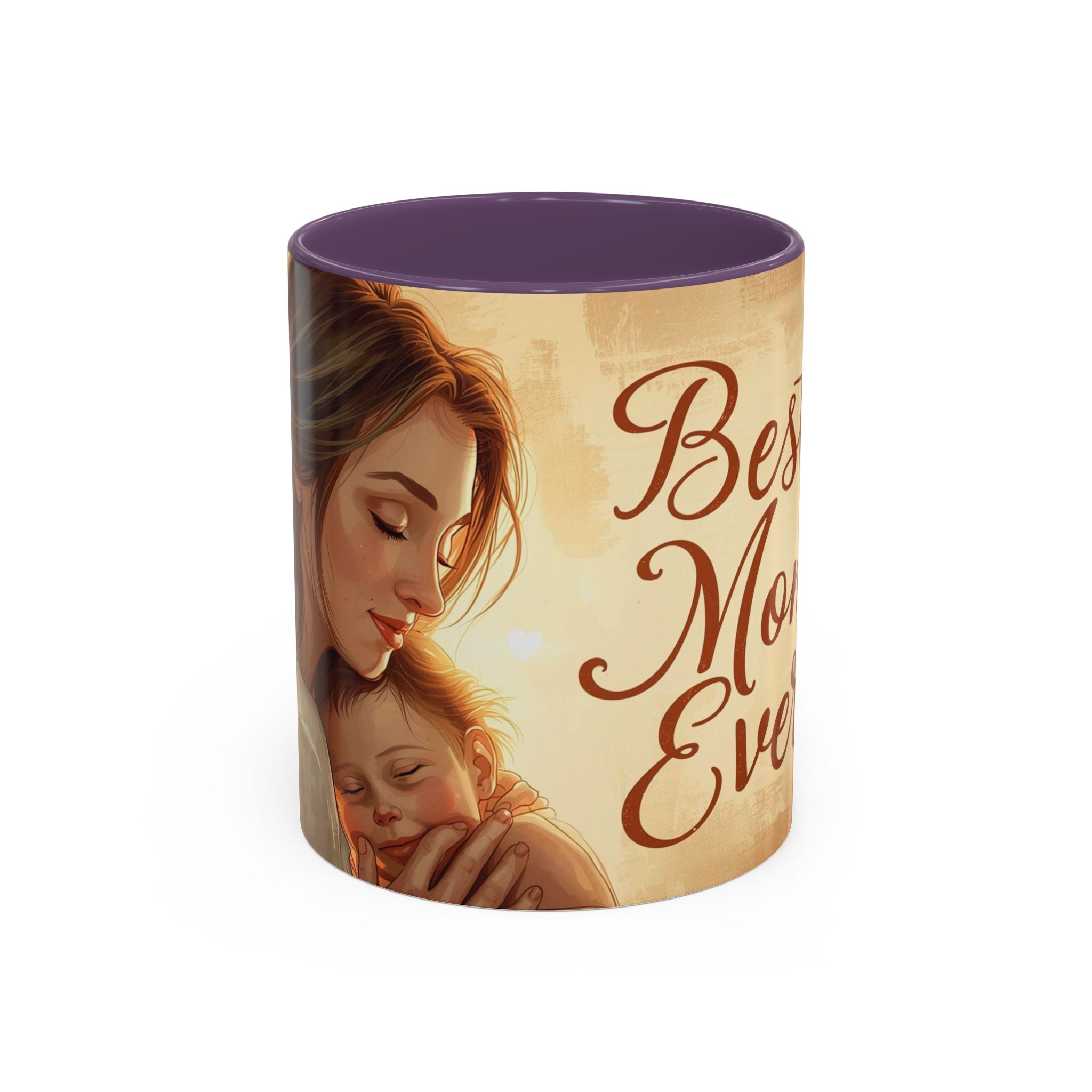 Best Mom Ever Accent Coffee Mug | Mother's Day Mom and Child Illustration