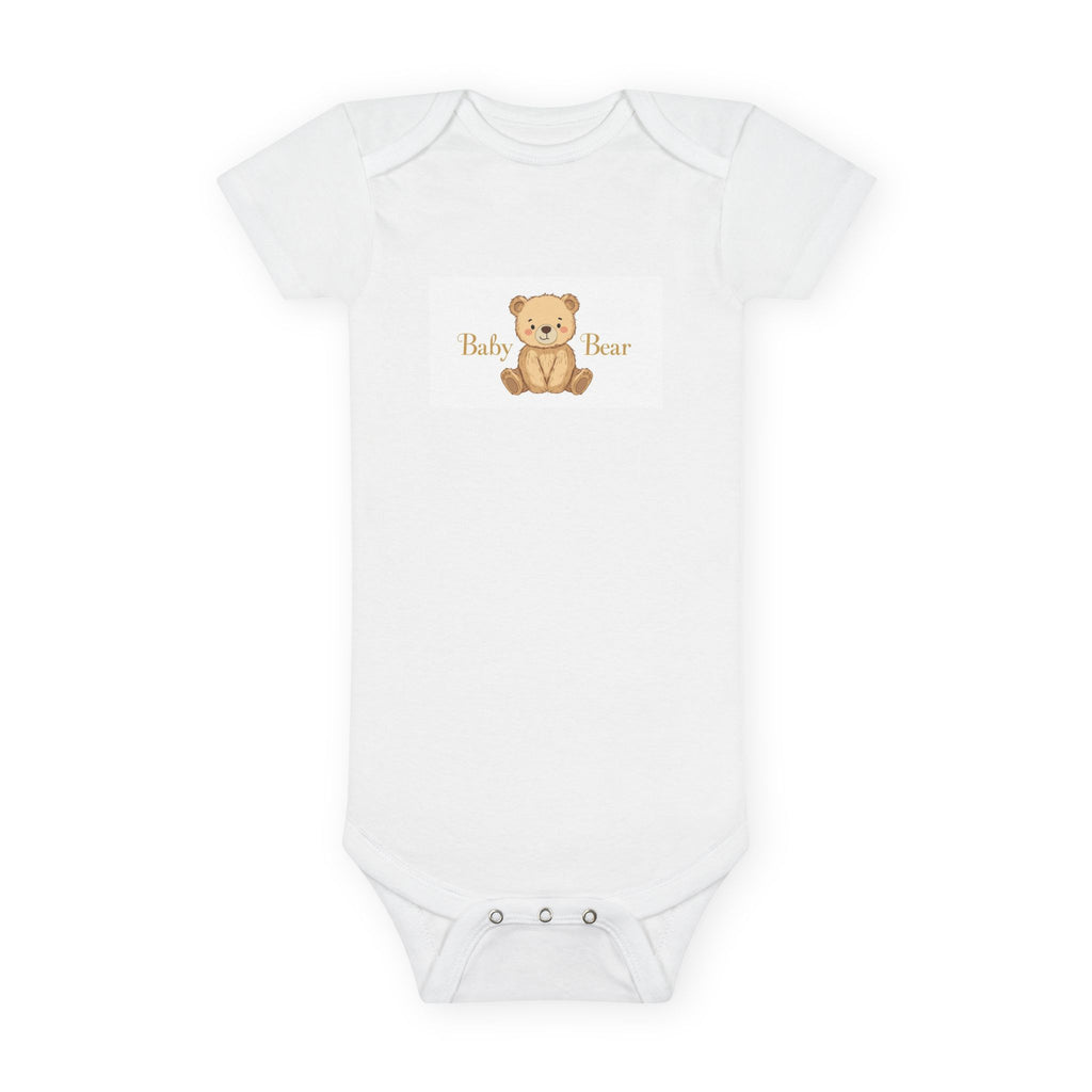 Cute Teddy Bear Baby Short Sleeve Onesie® | 'Baby Bear' Text