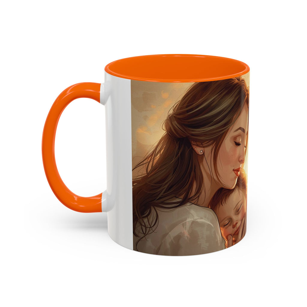 Best Mom Ever Accent Coffee Mug | Mother's Day Mom and Child Illustration