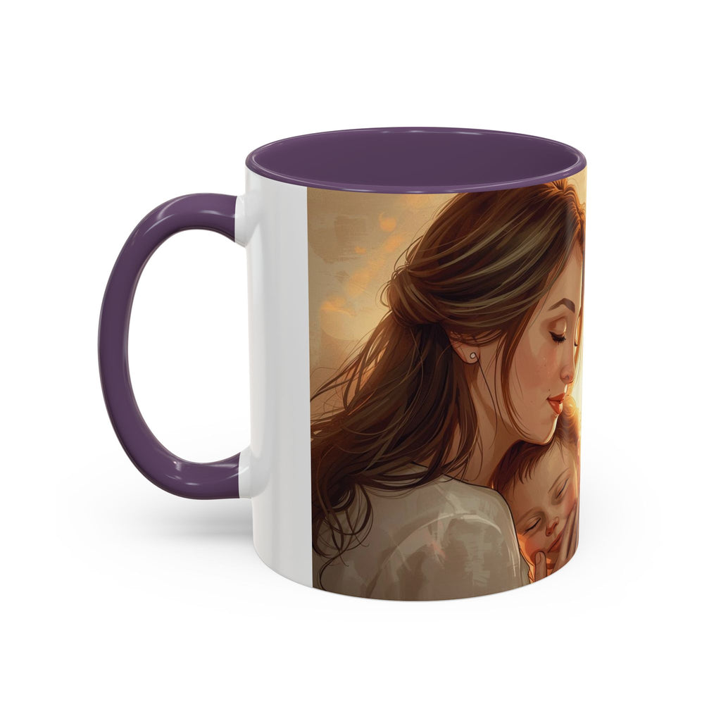 Best Mom Ever Accent Coffee Mug | Mother's Day Mom and Child Illustration