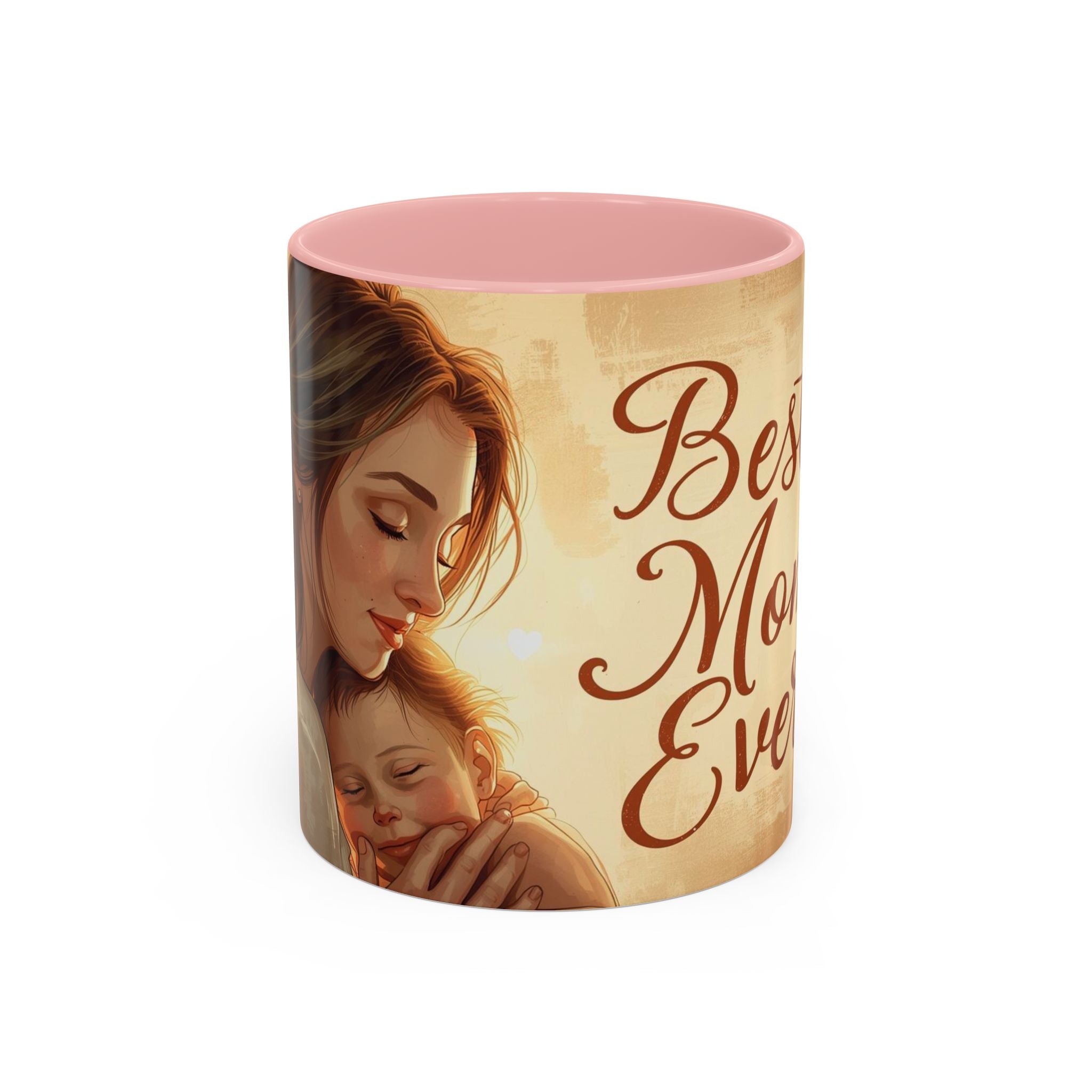 Best Mom Ever Accent Coffee Mug | Mother's Day Mom and Child Illustration