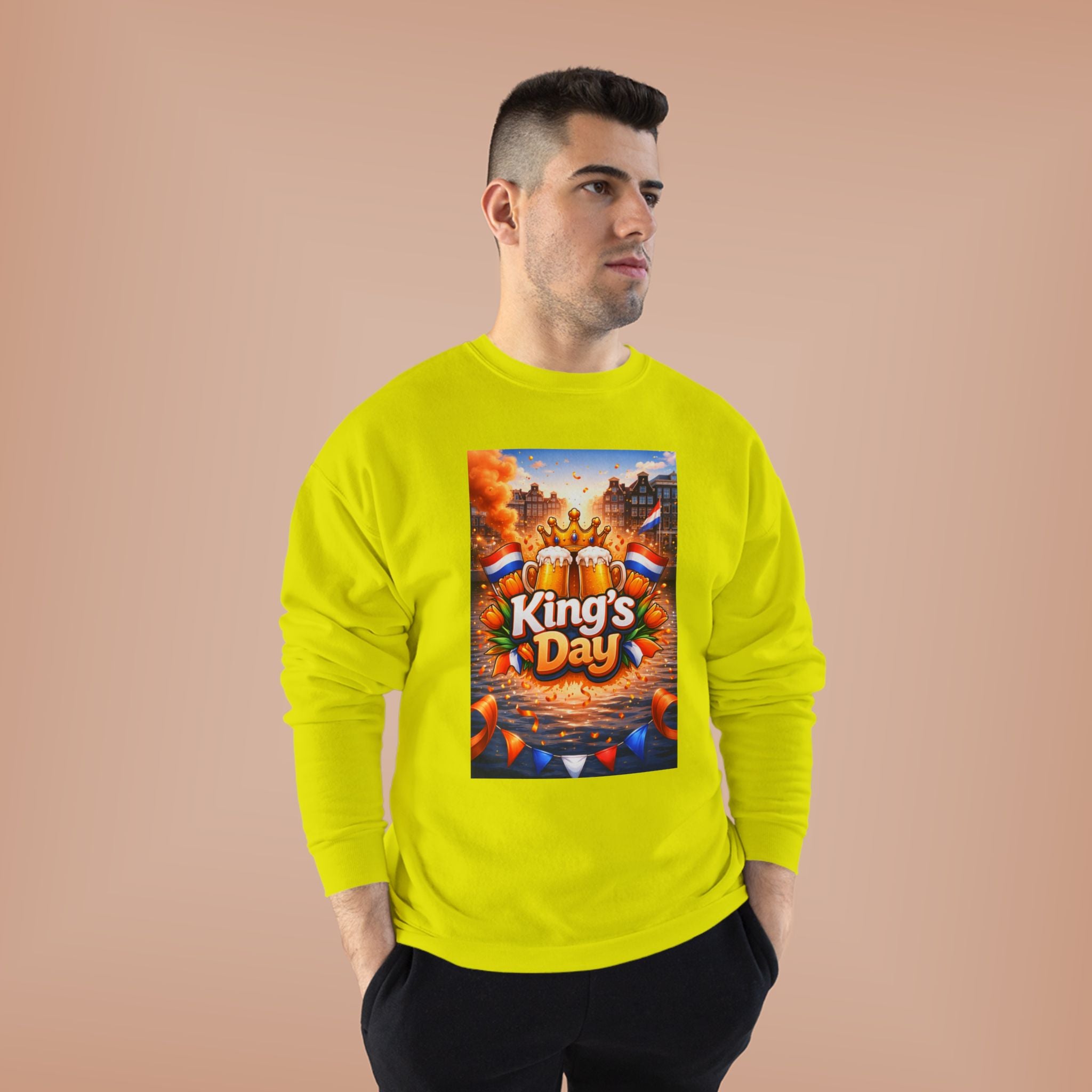 King's Day Crewneck Sweatshirt — Festive Orange Dutch Celebration Design