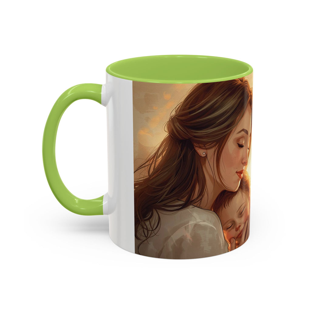 Best Mom Ever Accent Coffee Mug | Mother's Day Mom and Child Illustration