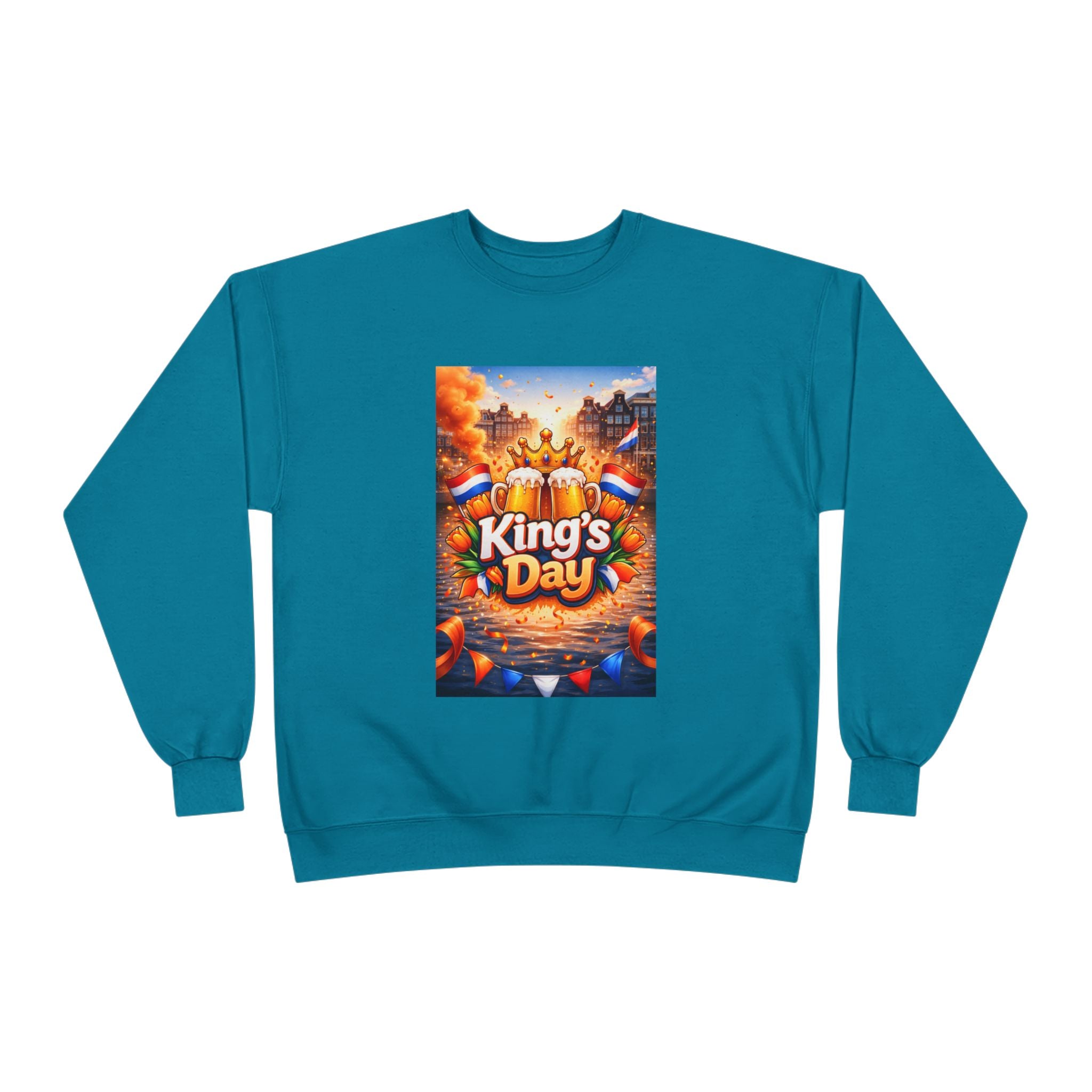 King's Day Crewneck Sweatshirt — Festive Orange Dutch Celebration Design