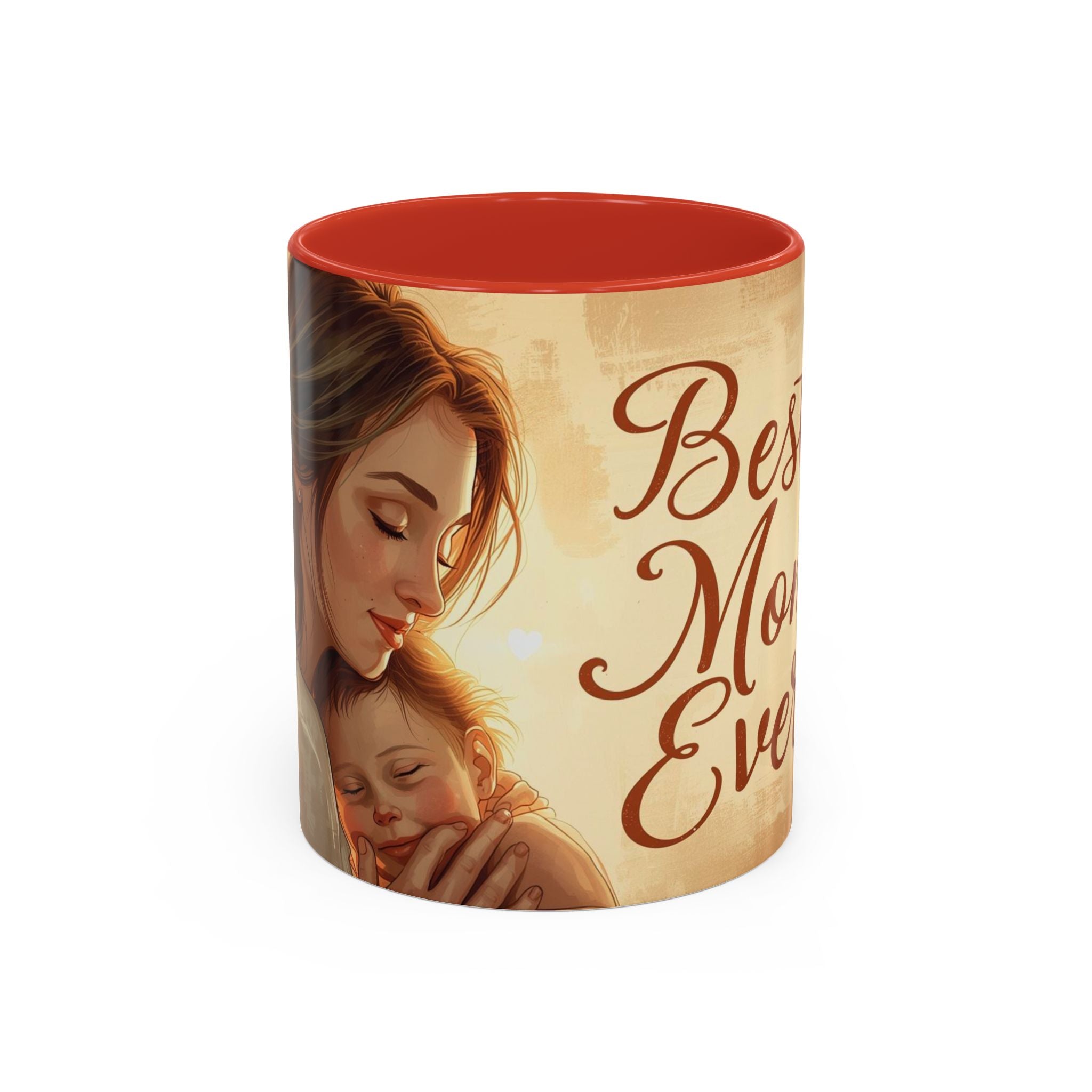 Best Mom Ever Accent Coffee Mug | Mother's Day Mom and Child Illustration