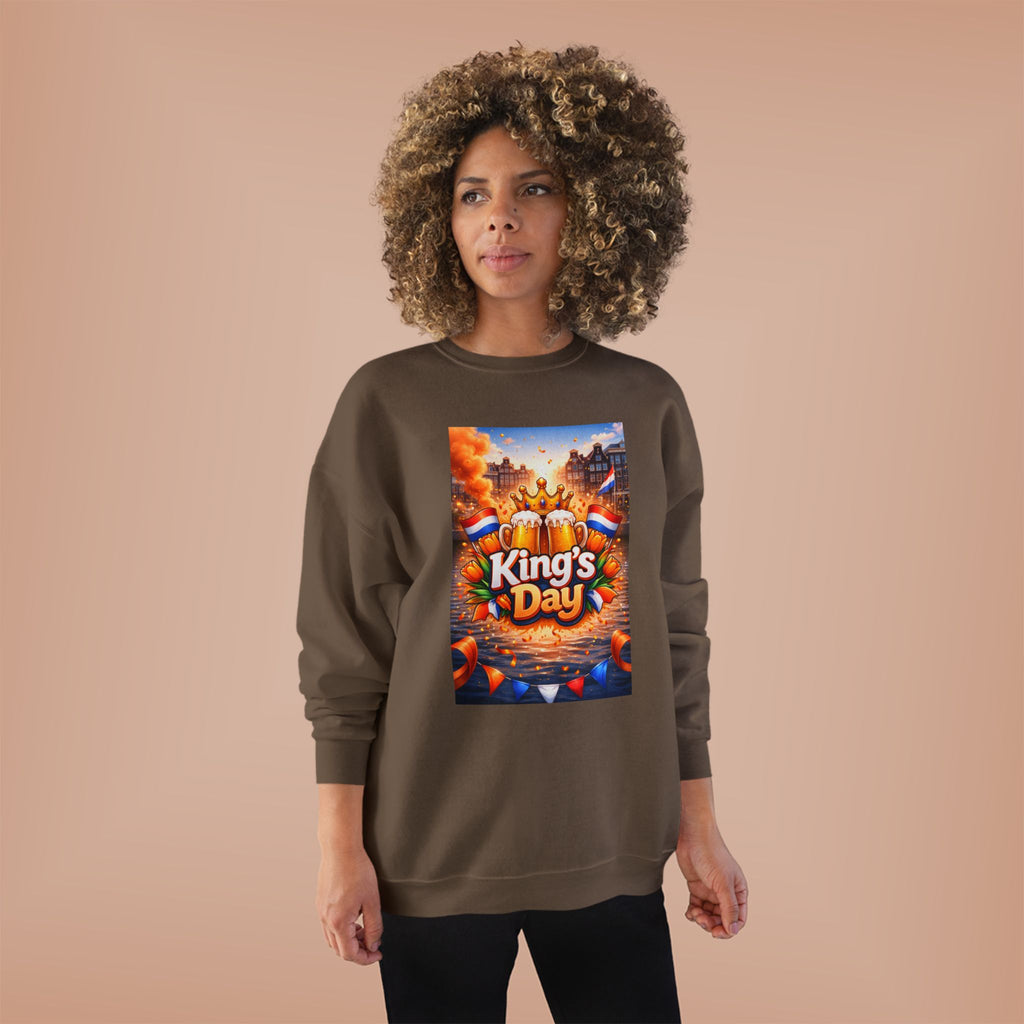 King's Day Crewneck Sweatshirt — Festive Orange Dutch Celebration Design