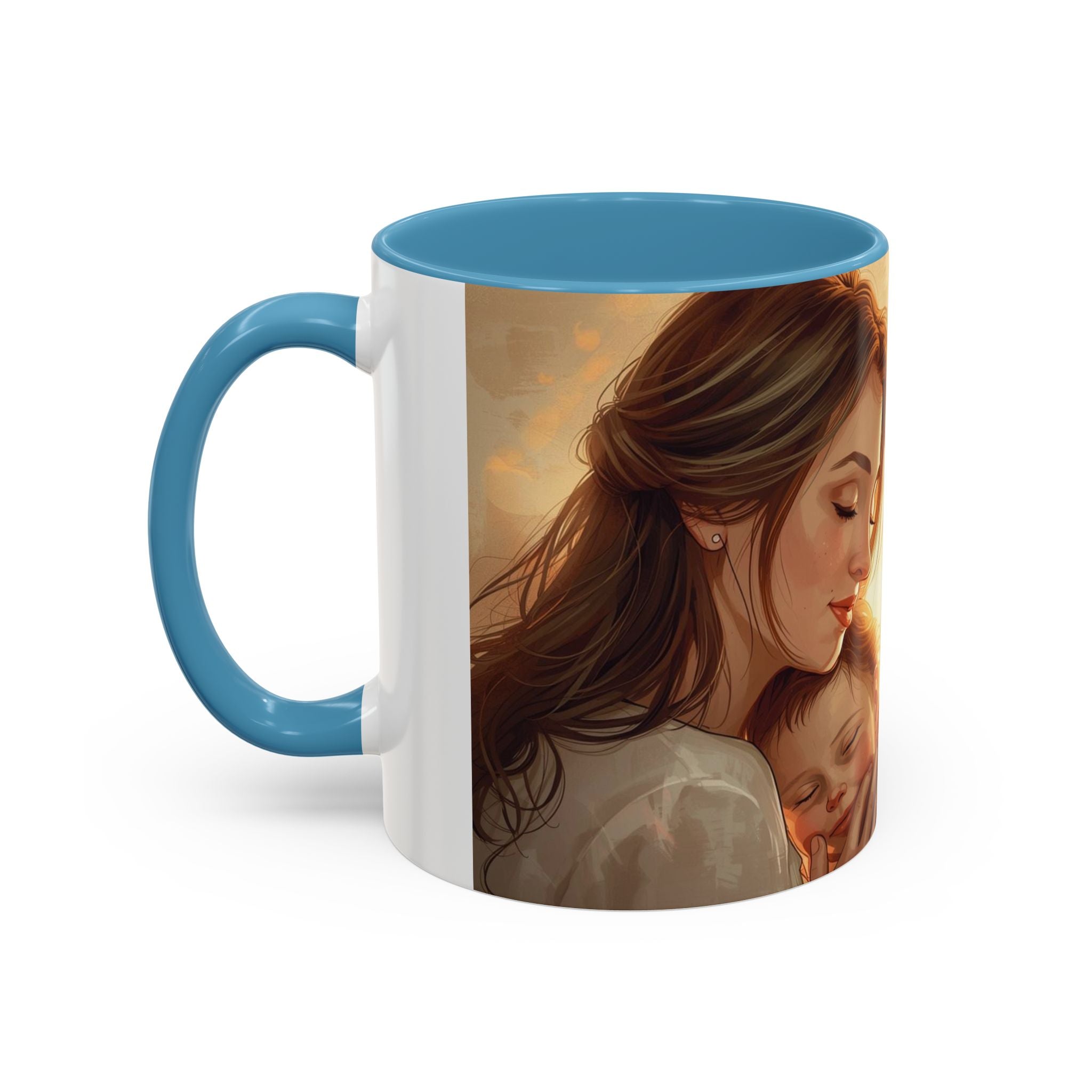 Best Mom Ever Accent Coffee Mug | Mother's Day Mom and Child Illustration
