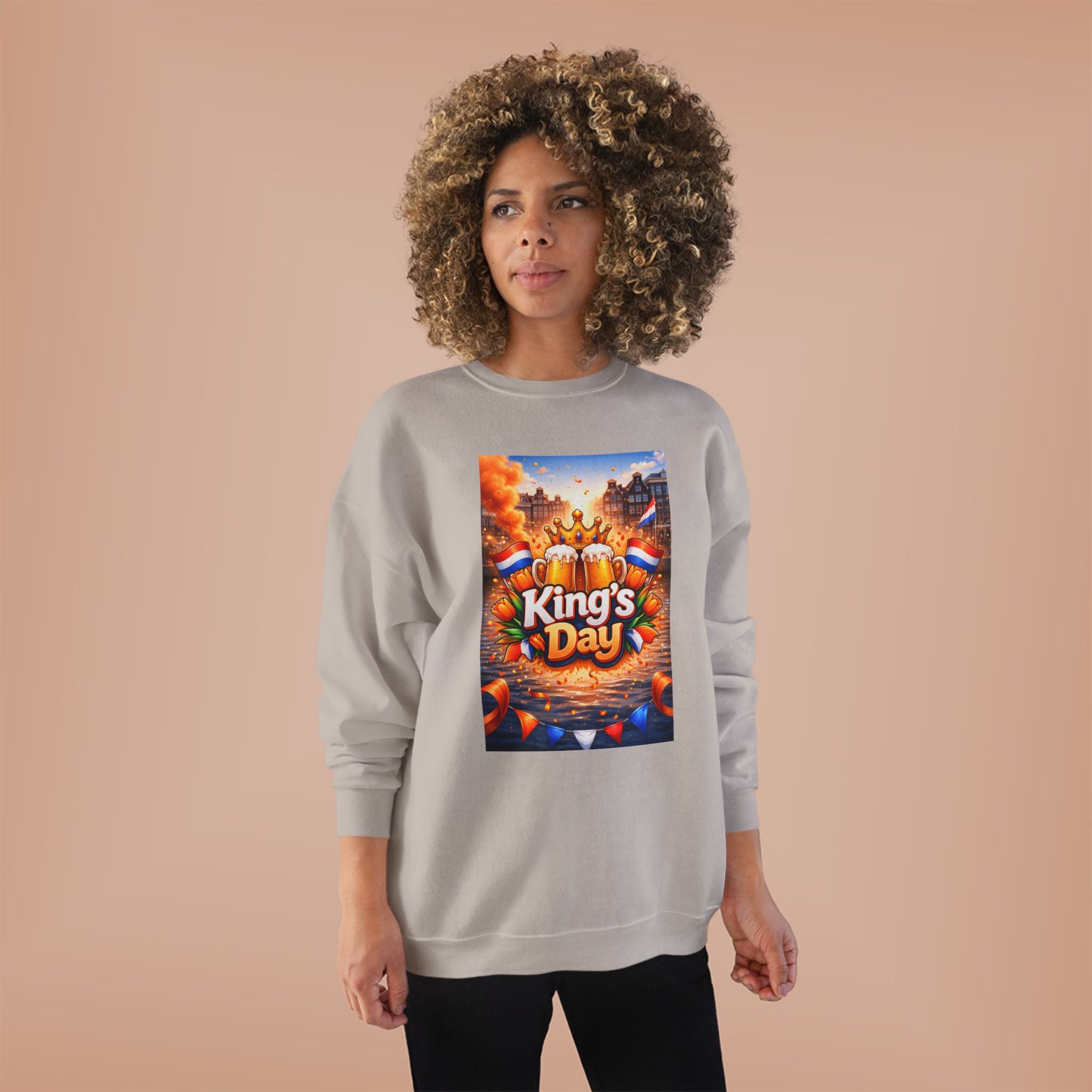 King's Day Crewneck Sweatshirt — Festive Orange Dutch Celebration Design