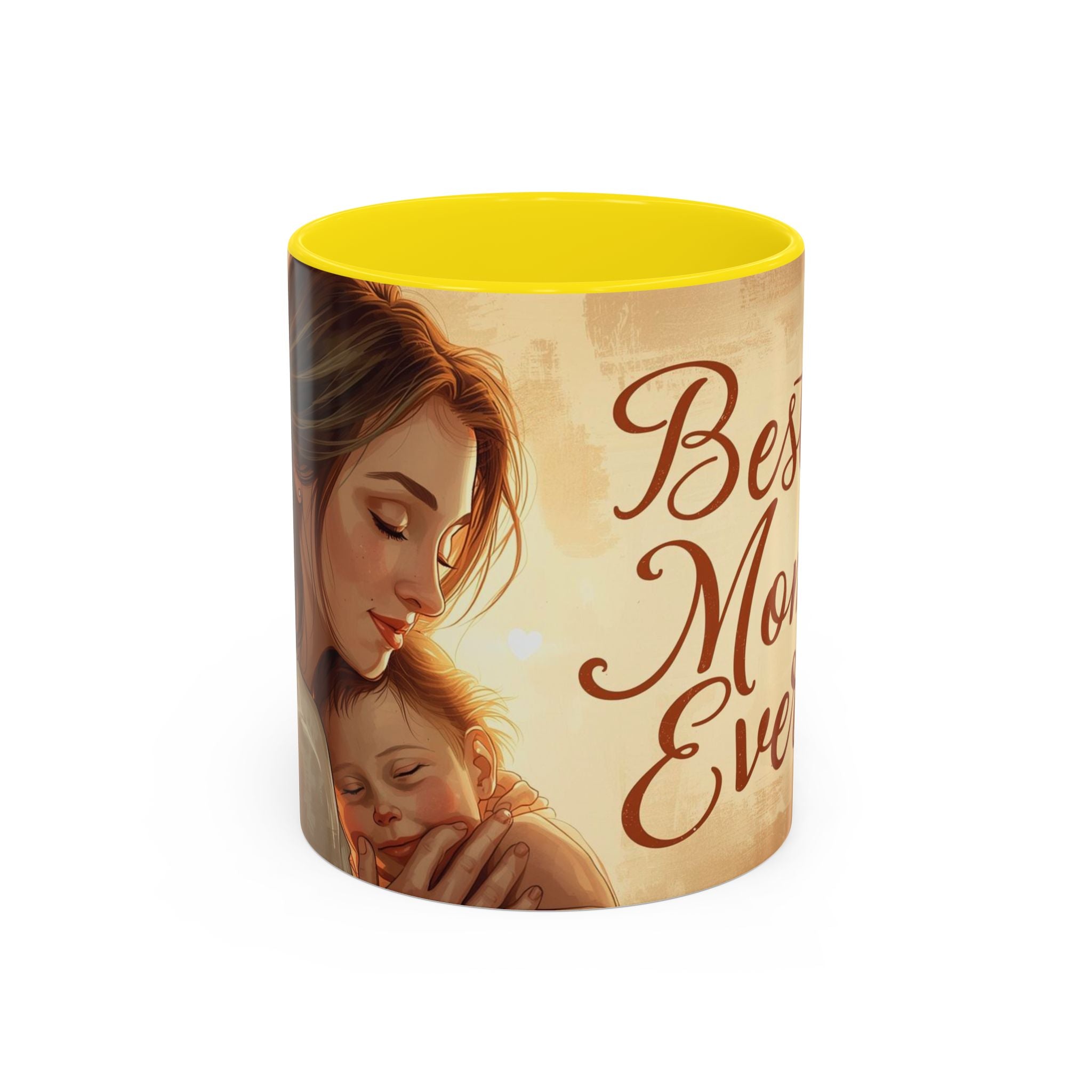 Best Mom Ever Accent Coffee Mug | Mother's Day Mom and Child Illustration