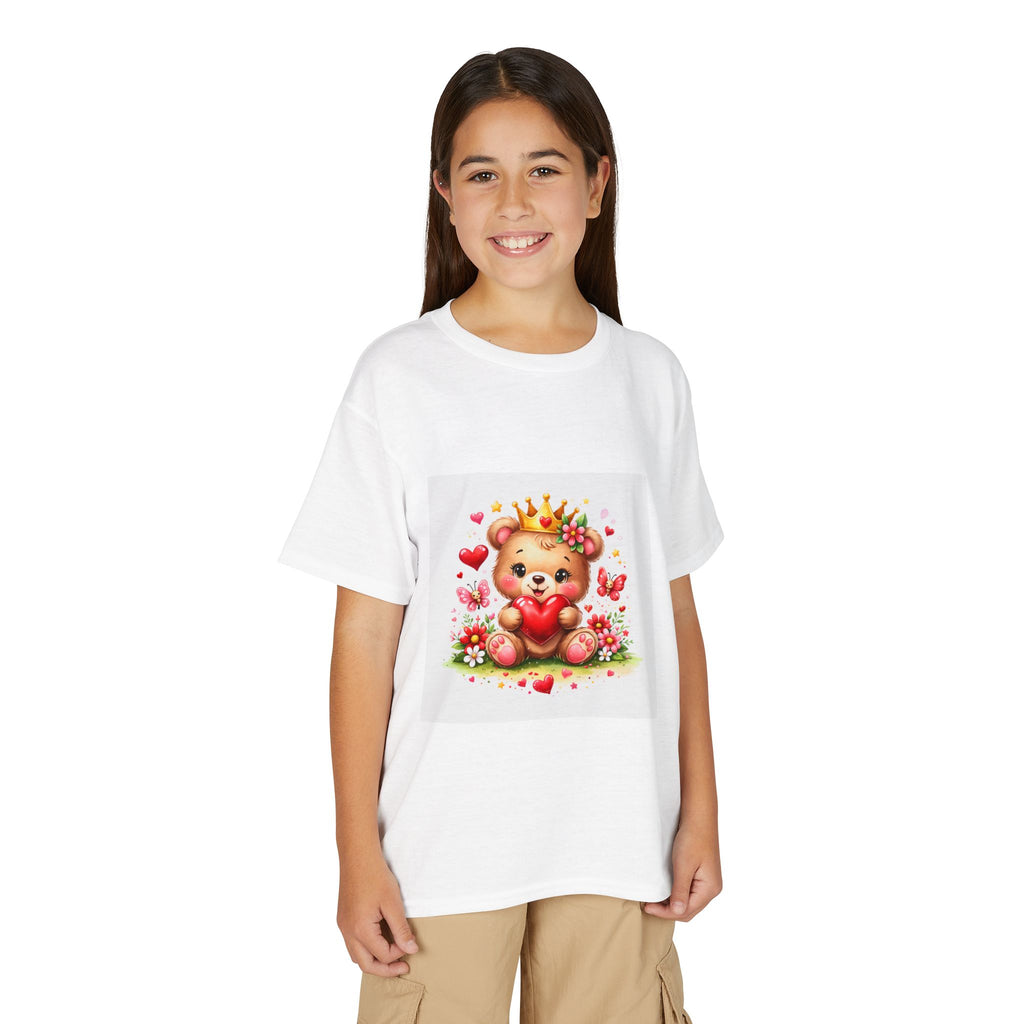 Kids' Bear Heart T-Shirt — Cute Crowned Teddy Valentine Tee