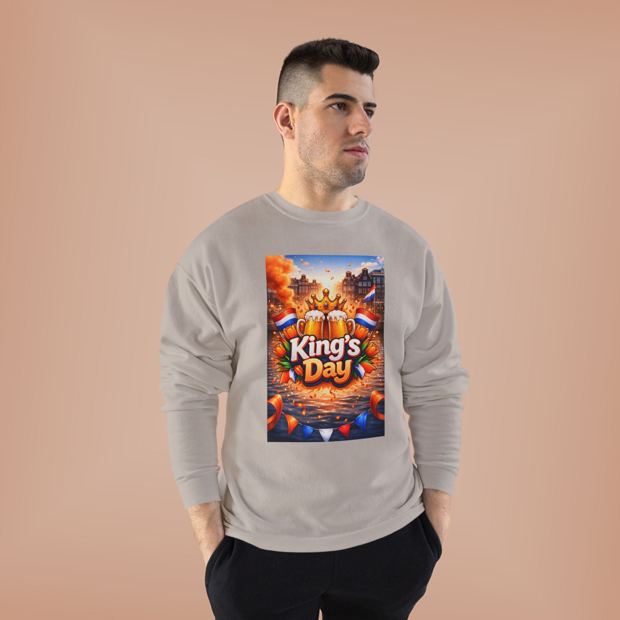 King's Day Crewneck Sweatshirt — Festive Orange Dutch Celebration Design