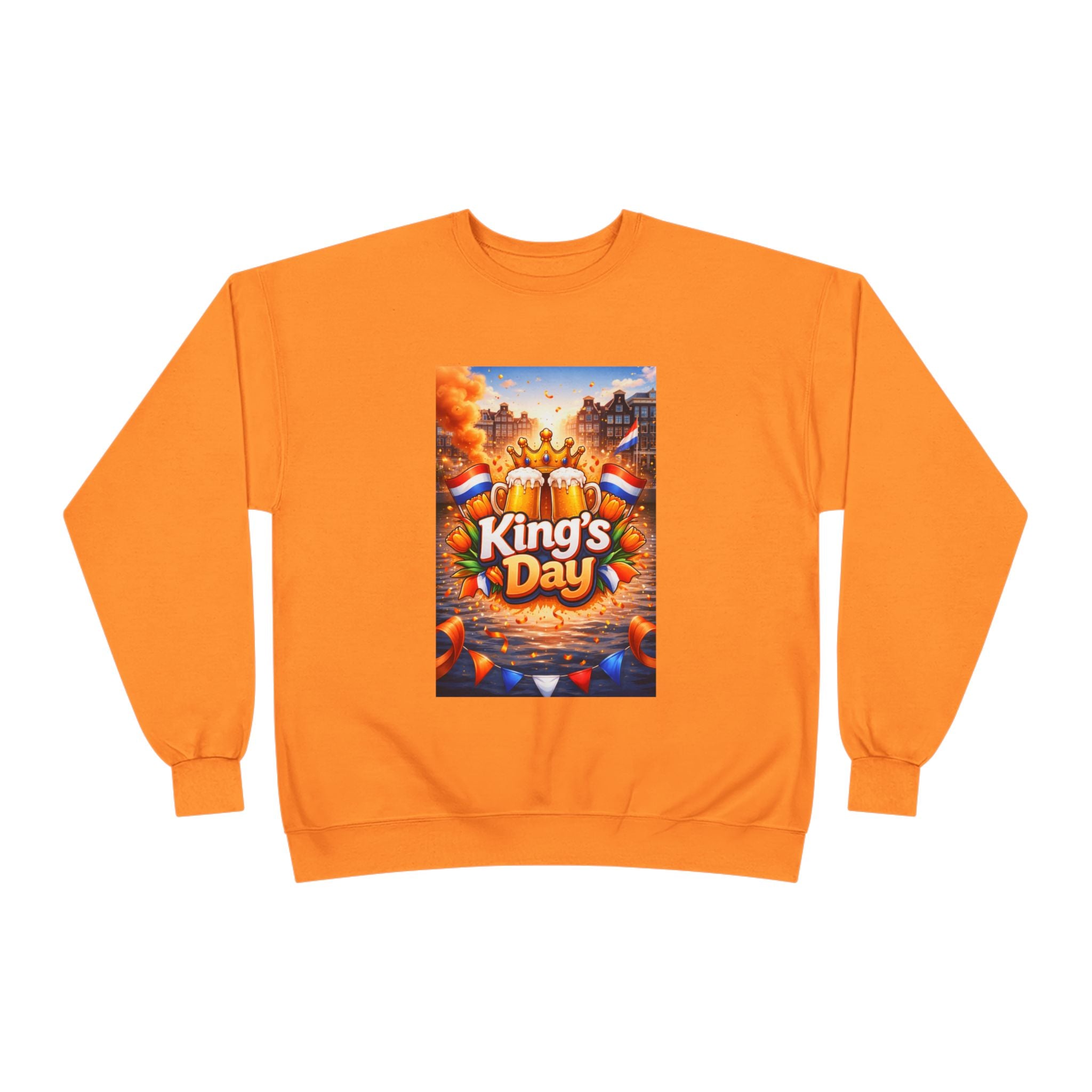 King's Day Crewneck Sweatshirt — Festive Orange Dutch Celebration Design