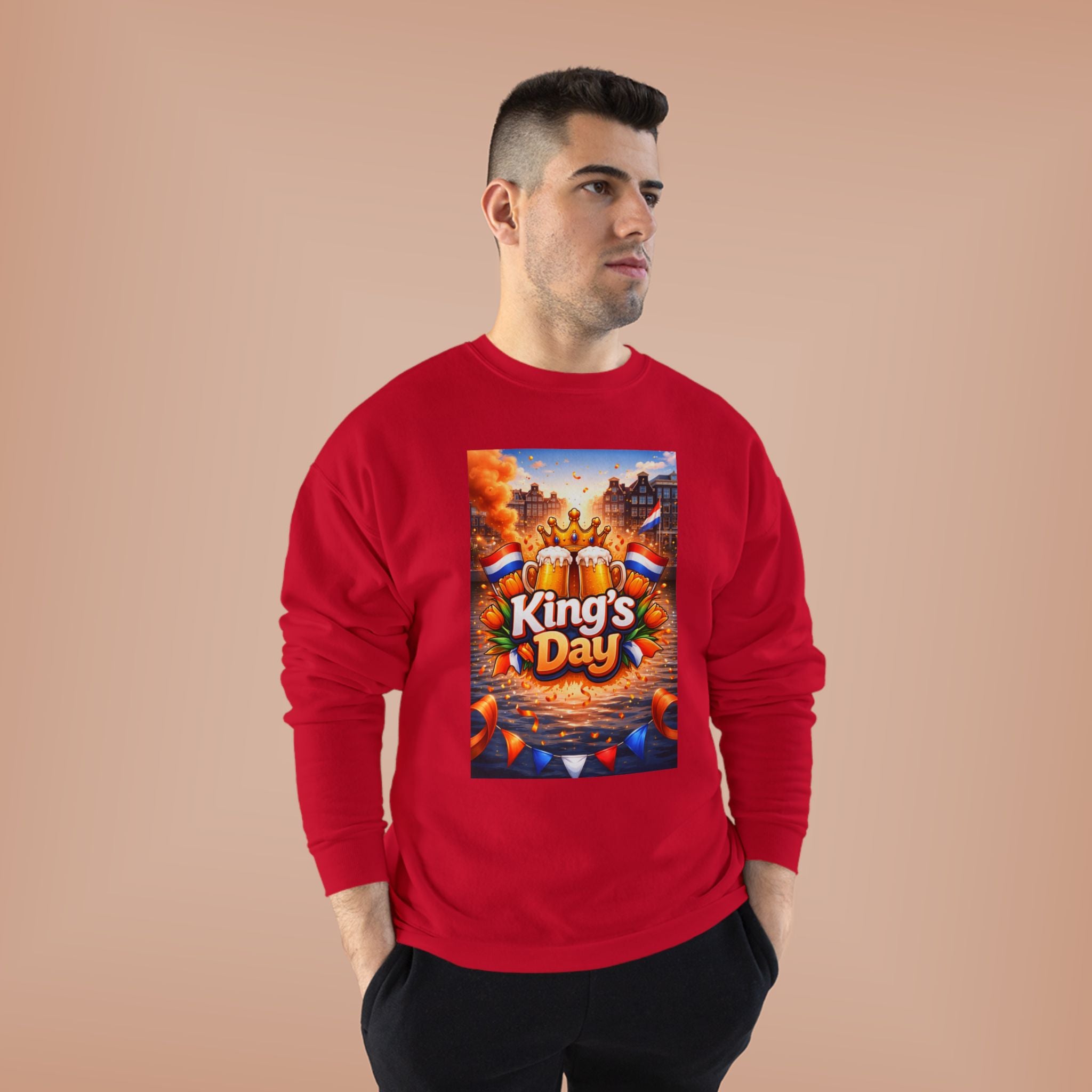 King's Day Crewneck Sweatshirt — Festive Orange Dutch Celebration Design