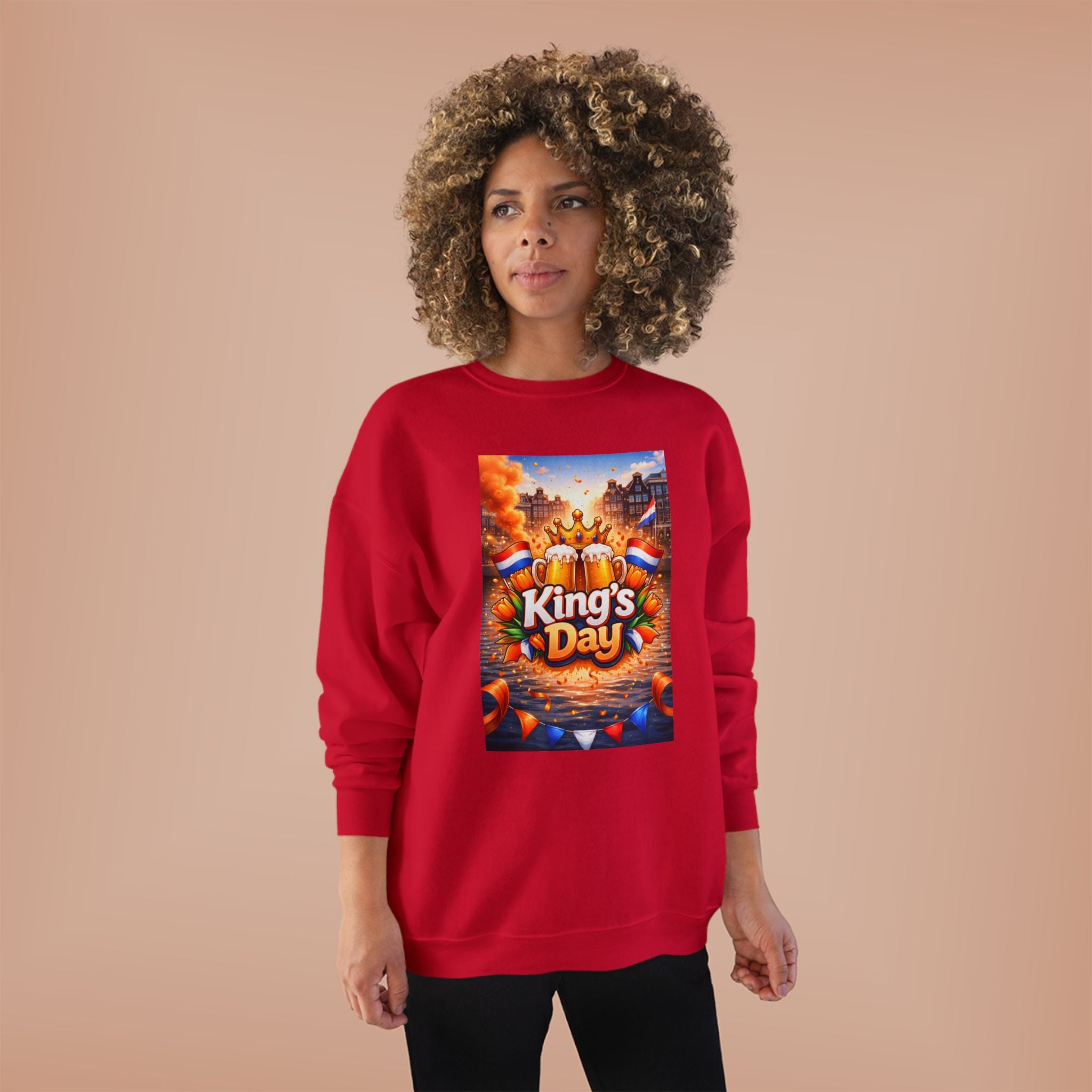 King's Day Crewneck Sweatshirt — Festive Orange Dutch Celebration Design