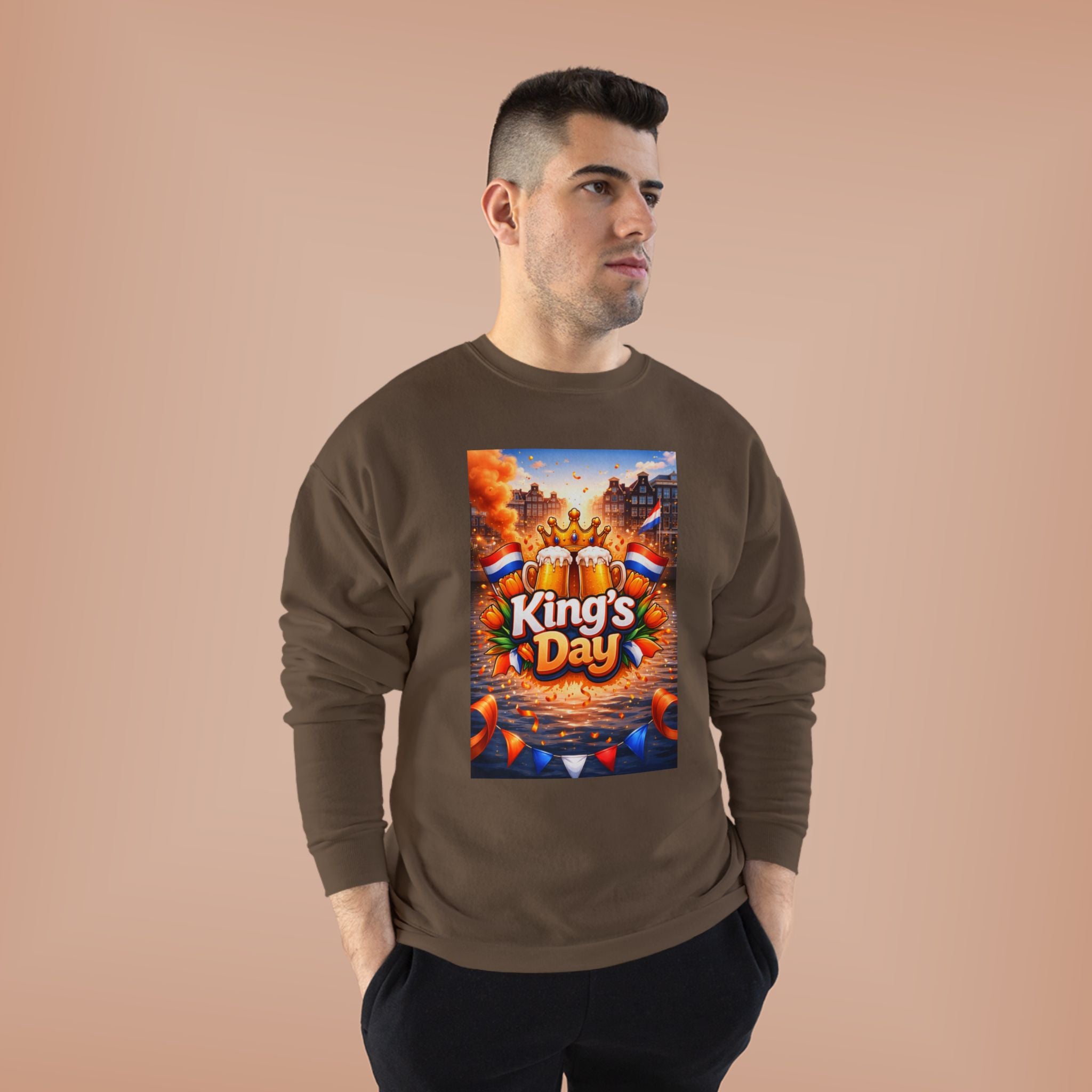 King's Day Crewneck Sweatshirt — Festive Orange Dutch Celebration Design