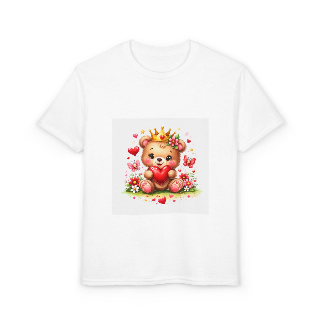Kids' Bear Heart T-Shirt — Cute Crowned Teddy Valentine Tee
