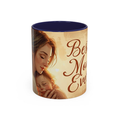 Best Mom Ever Accent Coffee Mug | Mother's Day Mom and Child Illustration
